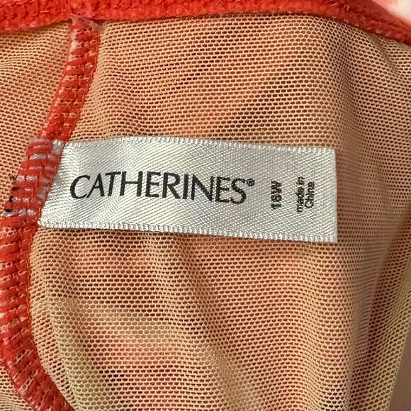NWT Catherine's Tie Dye Tiered Swim Dress Coral Striped Plus Size 18W - Picture 11 of 12